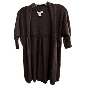 Vertigo Paris Women's M Angora Wool Blend Brown Short Sleeve Open Front Cardigan